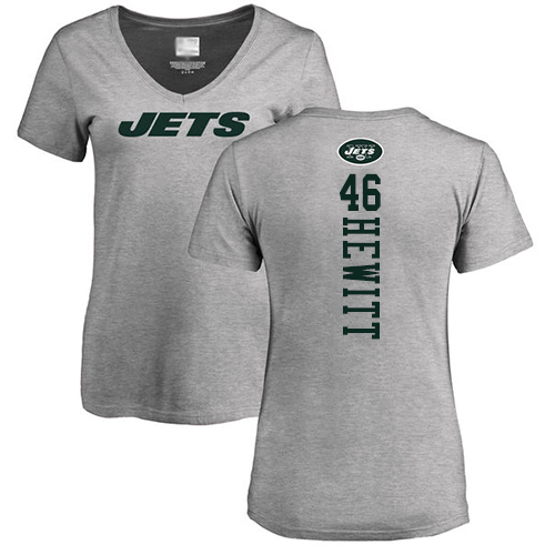 New York Jets Ash Women Neville Hewitt Backer NFL Football #46 T Shirt->nfl t-shirts->Sports Accessory